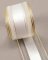 Luxury decorative ribbon - white, gold - width 4 cm