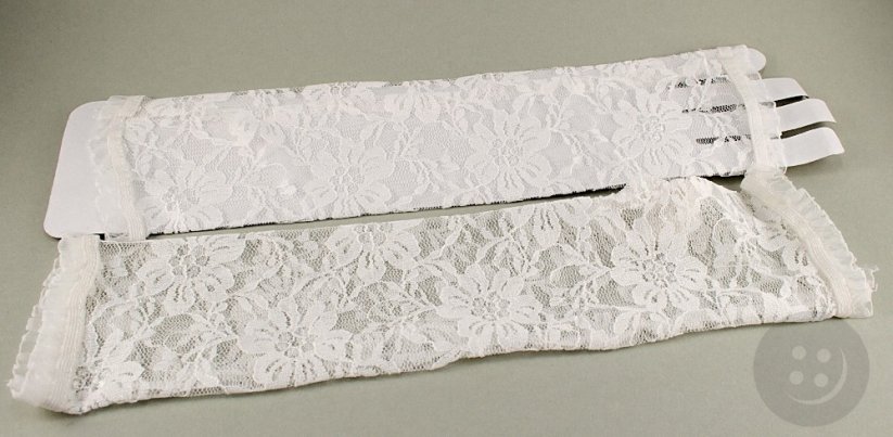 Women's evening gloves - white lace - length 35 cm