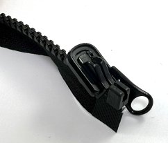 Stanové plastové kostěné zipy s překlopným jezdcem - černá - délka 100 cm - 250 cm