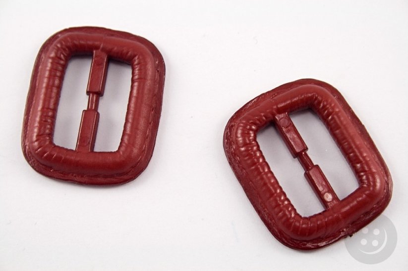Plastic clothing buckle - red - pulling hole width 2,5 cm - dimensions 3,8 cm x 3,2 cm