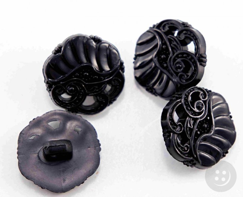 Shank button - shiny black - diameter 2 cm