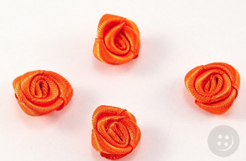 Sew-on satin flower - orange - diameter 1.5 cm
