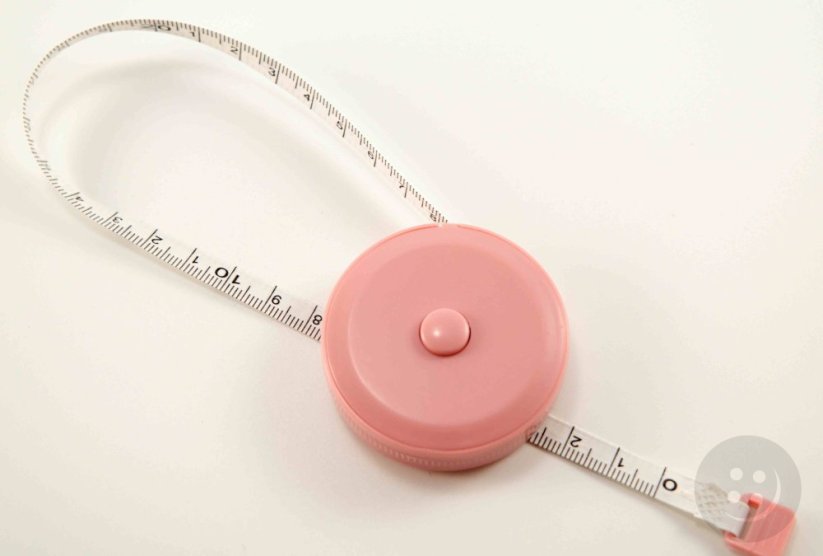 Tailor's tape measure - retractable - pink - length 150 cm