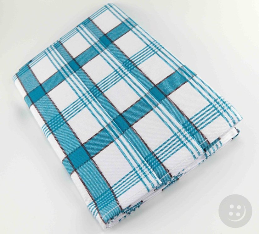 Set of 3 tea towels - checks - blue white - size 50 cm x 70 cm