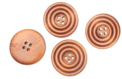 Dierkový drevený gombík so zdobením kruhmi, svetlohnedé drevo, 3,5 cm