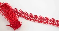 Vzdušná čipka - červená s kvetinkami - šírka 1,8 cm