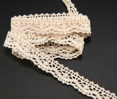 Baumwoll-Klöppelspitze - mit Zackenlitze - hellbeige - Breite 1,7 cm