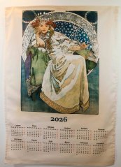Kuchyňská utěrka - kalendář 2026 - Alfons Mucha - Zima