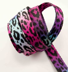 Double-sided strap - rainbow leopard pattern - width 2 cm