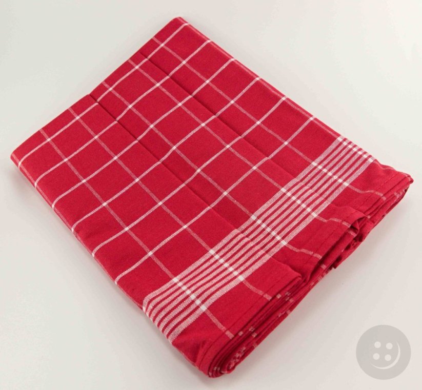 Set of 3 tea towels - checks - dark red - size 50 cm x 70 cm