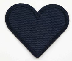 Iron-on patch - heart - 6.5 x 6cm - dark blue