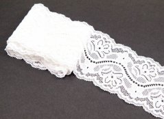 Elastická silonová krajka - bílá - šířka 7 cm