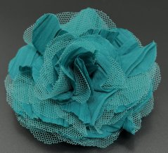 Floral brooch with tulle - turquoise green