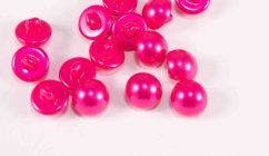 Pearl button with bottom stitching - bright pink pearl - diameter 1.1 cm