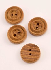 Wooden sew-through button - with circle - beige - diameter 1.6 cm