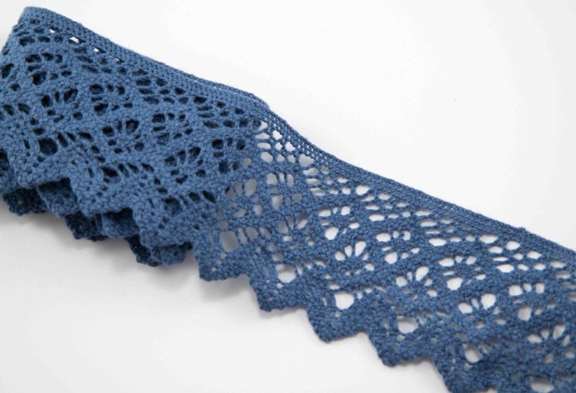 Cotton lace trim - denim blue - width 5 cm