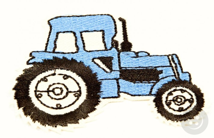Patch zum Aufbügeln - Traktor - grün, blau, orange, rot - Größe 6,7 cm x 7 cm
