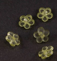 Children's button - light green flower - transparent - diameter 1.3 cm