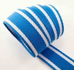 Obojstranný popruh - modrý s bielymi pruhmi - šírka 3,3 cm