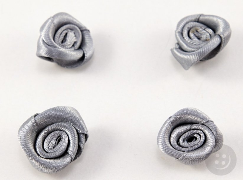 Sew-on satin flower - grey - diameter 1.5 cm