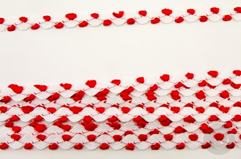 Ric Rac ribbon - red, white - width 0,6 cm