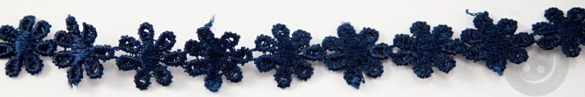 Vzdušná krajka kytička - tmavě modrá - šířka 1,3 cm