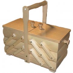 Wooden box for sewing supplies - light wood - dimensions 29 cm x 17 cm x 26 cm