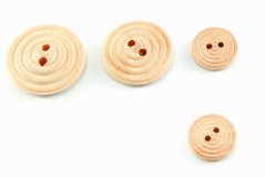 Round Wooden Button with Circles - diameter 1,5 cm