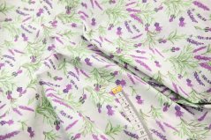 Baumwollleinwand - Lavendelblüten auf weißem Hintergrund - Breite 140 cm