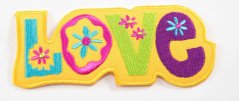 Iron-on patch - LOVE - dimensions 4.5 cm x 10,5 cm - yellow
