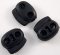 Plastic flat cord lock - black - pulling hole diameter 0.3 cm