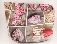 Pohánkový vankúš - patchwork so srdiečkami a čipkami - rozmer 35 cm x 28 cm