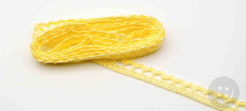 Bavlněná paličkovaná krajka - s obloučky - světle žlutá - šířka 0,9 cm