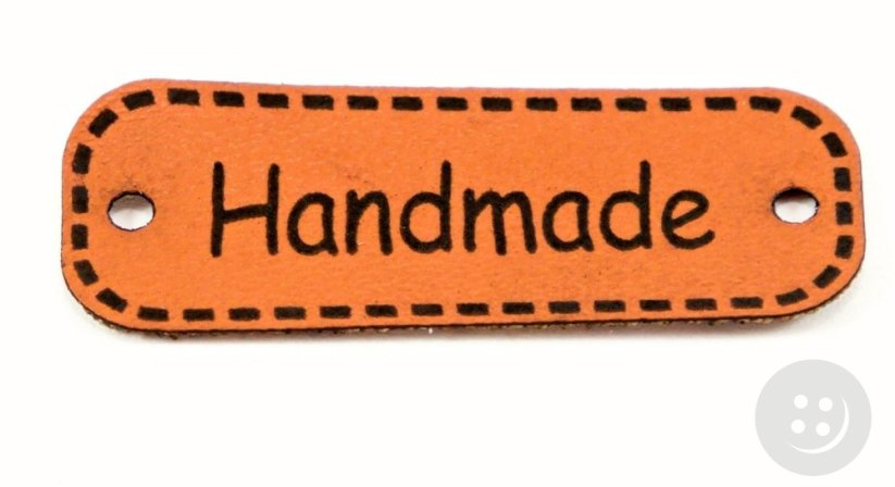 Našívacie kožená ceduľka Handmade - béžová - rozmer 3,5 cm x 1,5 cm
