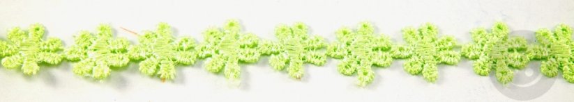 Vzdušná krajka kytička - světle zelená - šířka 1,3 cm