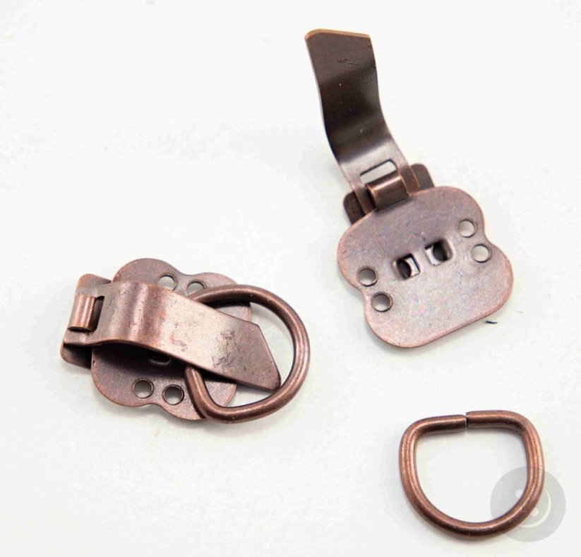 Metal clothing fastening - antique copper - length 3 cm