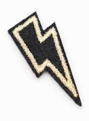 Iron-on patch - lightning bolt - size 4 x 1.8 cm - black, gold