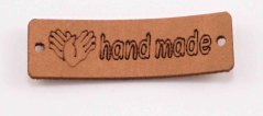 Našívací kožená cedulka Handmade - béžová - rozměr 3,5 cm x 1 cm