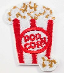 Iron-on patch - popcorn - dimensions 6 cm x 4 cm
