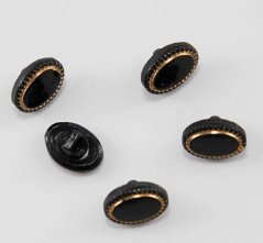 Knopf mit Unternaht – Schwarz mit Gold – Größe 1,4 cm x 1 cm