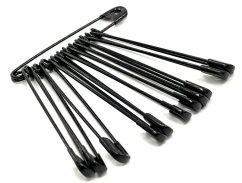Black safety pins - 12 pcs - diameters 1 cm x 5,6 cm