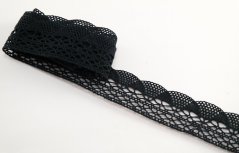 Bavlnená paličkovaná čipka - čierna - šírka 3,2 cm