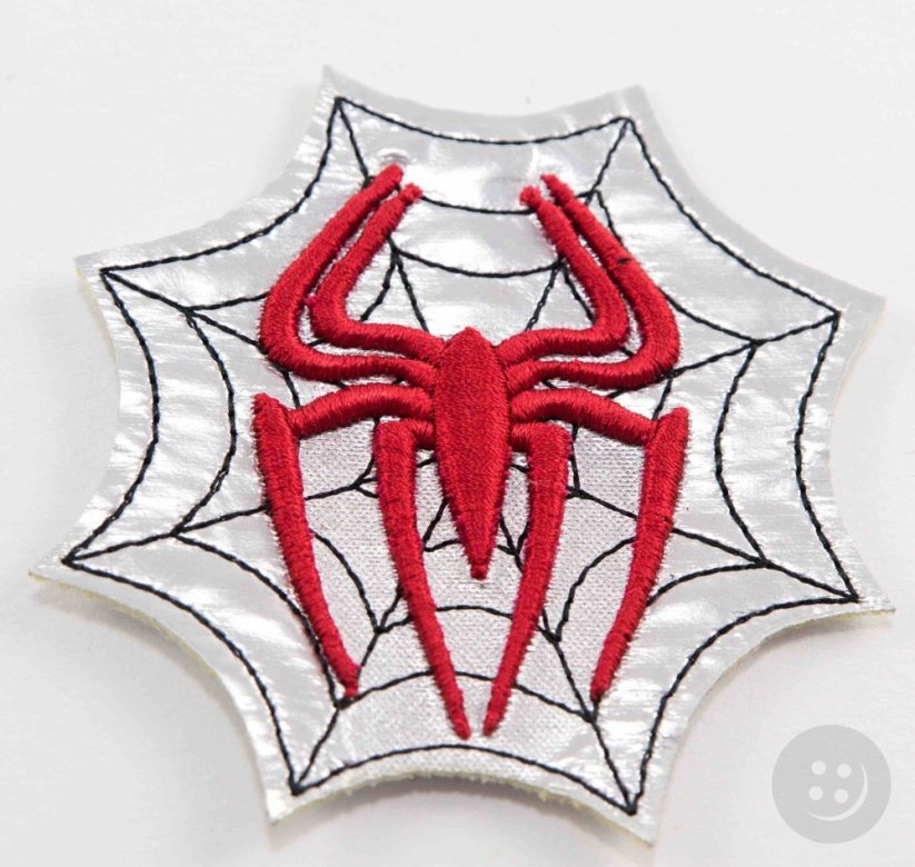 Iron-on patch - Spider-Man - dimensions 7 cm x 7.5 cm - silver, red, black