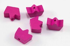 Dřevěný korálek na dudlík - korunka - pink - rozměr 1,5 cm x 1,1 cm