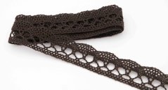 Geklöppelte Baumwollspitze - braun - Breite 1,5 cm