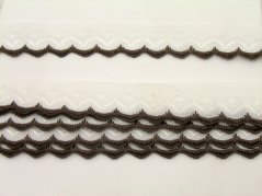 Embroidered decorative ribbon - brown, white - width 1.6 cm