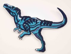 Iron-on patch - Velociraptor - blue - size 10.5 x 9.5 cm