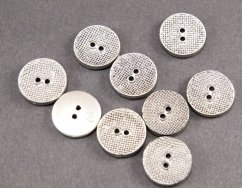 Silver button with a net - silver - diameter 1,7 cm