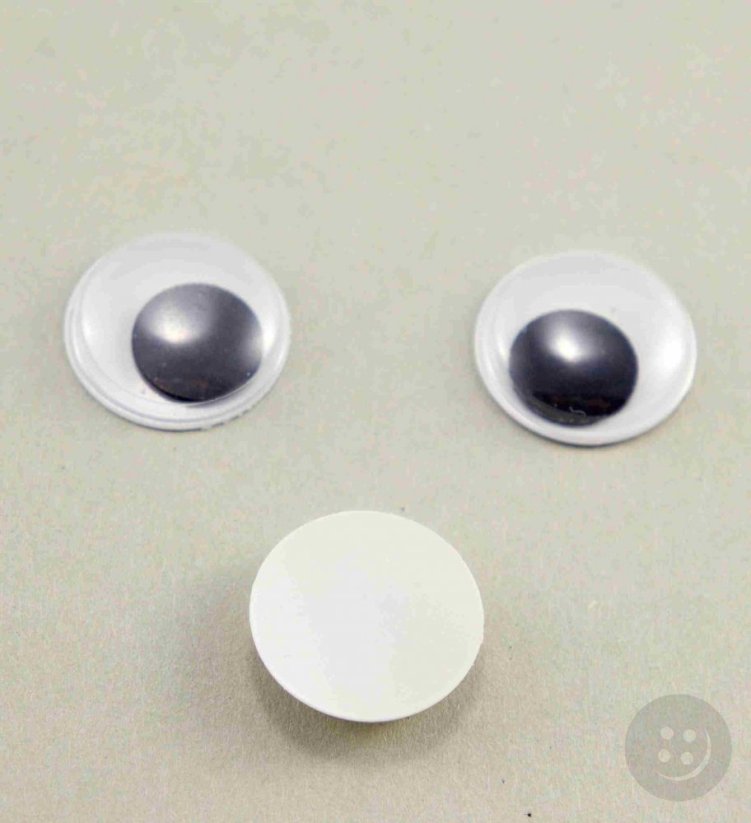 Self adhesive plastic wiggle eyes - black, white, transparent - diameter 1,5 cm