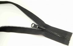 Stanové plastové kostené zipsy s preklopným jazdcom - čierna - dĺžka 100 cm - 250 cm